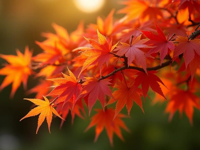 紅葉した日本のカエデの盆栽