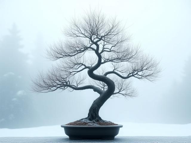 冬の構造的な裸の盆栽