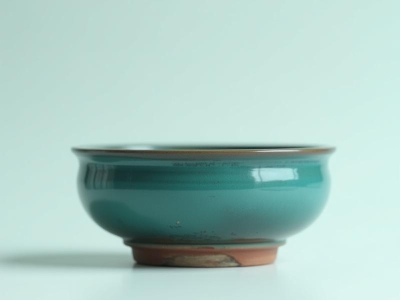 繊細な装飾が施された手作りの釉薬掛け盆栽鉢