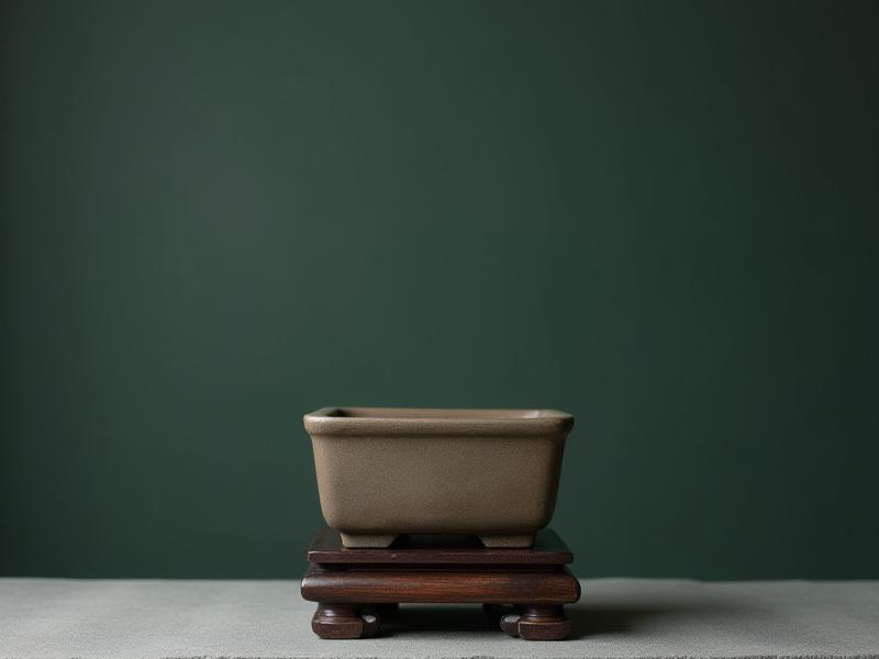 素朴な質感の焼〆長方盆栽鉢